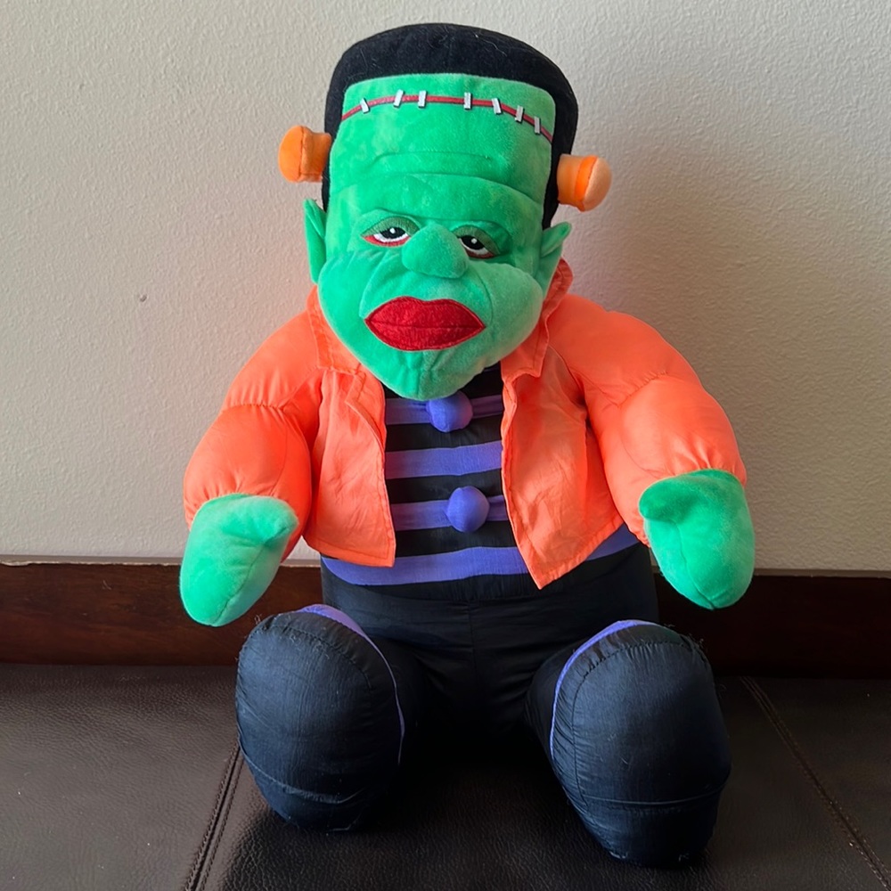 Vintage Halloween Sitting Nylon Plush Frankenstein Monster by Stuffins